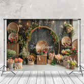 Aperturee - Black Vintage Wall Floral Easter Photo Backdrop